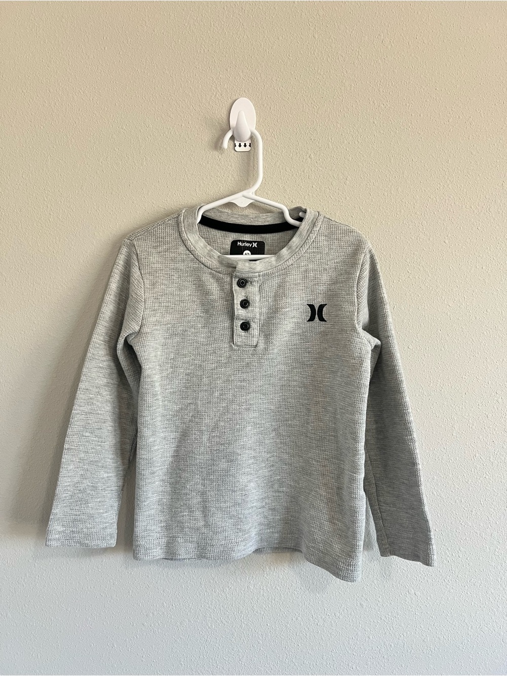 Hurley Gray Long Sleeve Henley Tee for Kids
